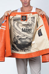 Men's 24H Le Mans Erwan orange leather jacket